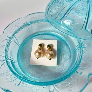 Gold toned faux pearl earrings